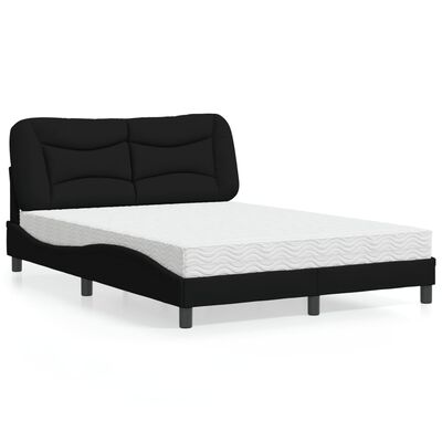 vidaXL Bett mit Matratze Schwarz 120x200 cm Stoff