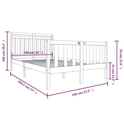 vidaXL Massivholzbett 140x190 cm