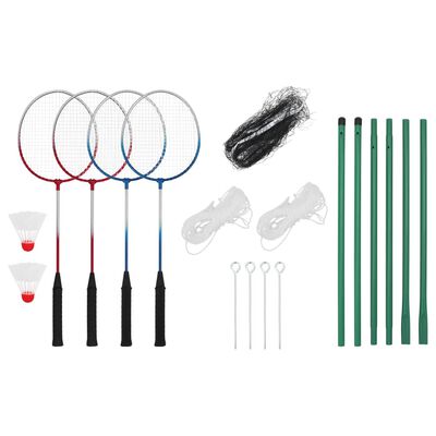 vidaXL Badminton-Set mit 4 Schlägern und Netz 620x151 cm