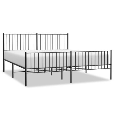 vidaXL Metallbett ohne Matratze mit Fußteil Schwarz 180x200 cm