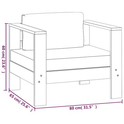 vidaXL 5-tlg. Garten-Lounge-Set mit Cremeweißen Kissen Massivholz