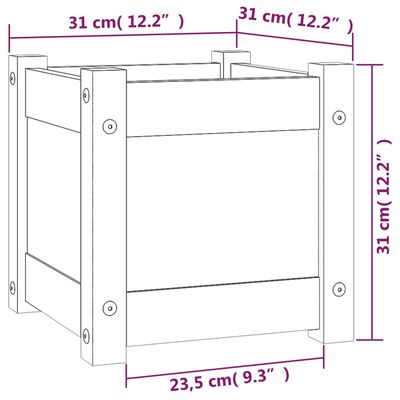 vidaXL Pflanzkübel 31x31x31 cm Massivholz Kiefer