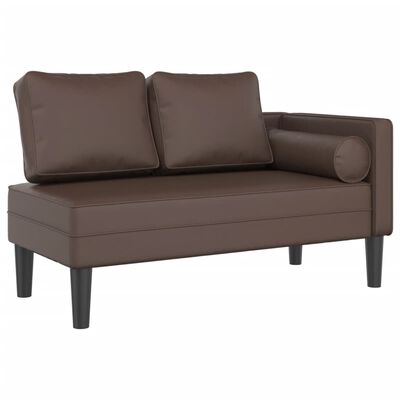 vidaXL Chaiselongue mit Kissen Braun Kunstleder