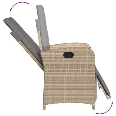 vidaXL Gartensessel mit Fußteil 2 Stk. Verstellbar Poly Rattan