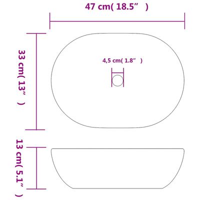 vidaXL Aufsatzwaschbecken Grau und Blau Oval 47x33x13 cm Keramik