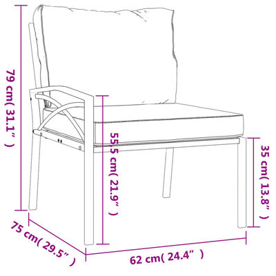 vidaXL 6-tlg. Garten-Lounge-Set mit Sandfarbigen Kissen Stahl