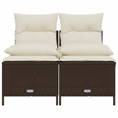 vidaXL 4-tlg. Garten-Sofagarnitur mit Kissen Braun Poly Rattan