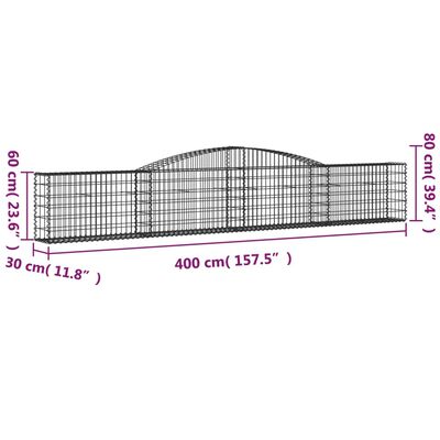 vidaXL Gabionen mit Hochbogen 20 Stk. 400x30x60/80 cm Verzinktes Eisen