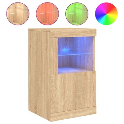 vidaXL Beistellschrank mit LED-Leuchten Sonoma Eiche Holzwerkstoff