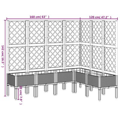 vidaXL Pflanzkübel mit Rankgitter Braun 160x120x142 cm PP