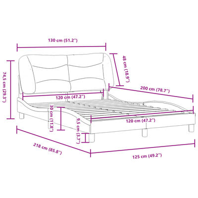 vidaXL Bettgestell mit LED Schwarz 120x200 cm Stoff