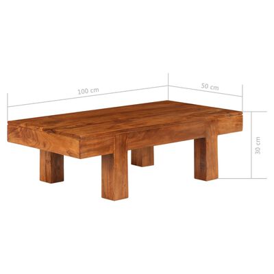 vidaXL Couchtisch Massivholz mit Honigfarbenem Finish 100x50x30 cm