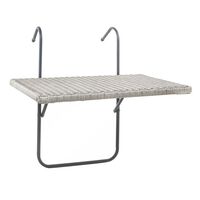 HI Balkon-Klapptisch mit Platte in Rattan-Optik 60x40 cm Grau