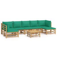 vidaXL 8-tlg. Garten-Lounge-Set mit Grünen Kissen Bambus