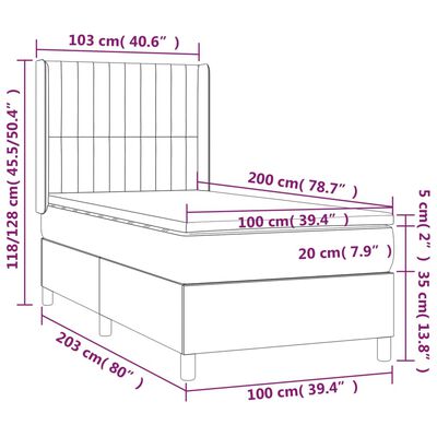 vidaXL Boxspringbett mit Matratze & LED Rosa 100x200 cm Samt