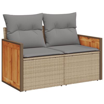 vidaXL 8-tlg. Garten-Sofagarnitur mit Kissen Beige Poly Rattan