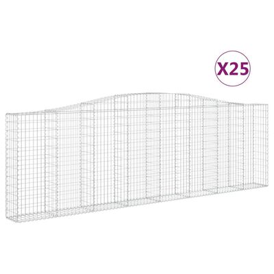 vidaXL Gabionen mit Hochbogen 25Stk. 400x30x120/140cm Verzinktes Eisen