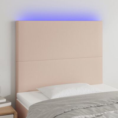 vidaXL LED Kopfteil Cappuccino-Braun 80x5x118/128 cm Kunstleder