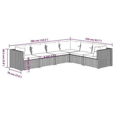 vidaXL 6-tlg. Garten-Lounge-Set mit Kissen Poly Rattan Grau