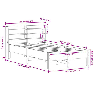 vidaXL Massivholzbett ohne Matratze Weiß 75x190 cm Kiefernholz