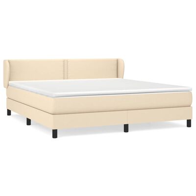 vidaXL Boxspringbett mit Matratze Creme 160x200 cm Stoff