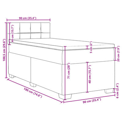 vidaXL Boxspringbett mit Matratze Dunkelgrau Samt