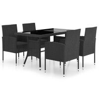 vidaXL 5-tlg. Garten-Essgruppe Poly Rattan Schwarz