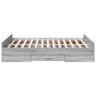 vidaXL Bettgestell mit Schubladen Grau Sonoma 140x190 cm Holzwerkstoff