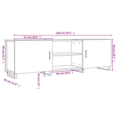 vidaXL TV-Schrank Hochglanz-Weiß 150x30x50 cm Holzwerkstoff