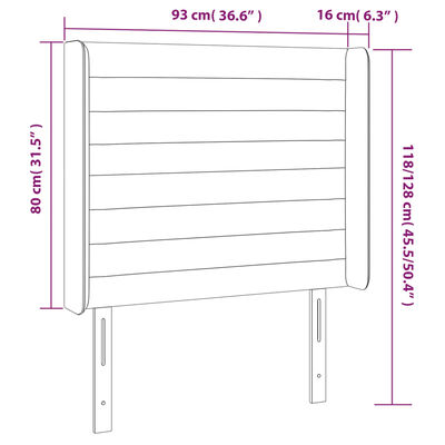 vidaXL LED Kopfteil Hellgrau 93x16x118/128 cm Samt