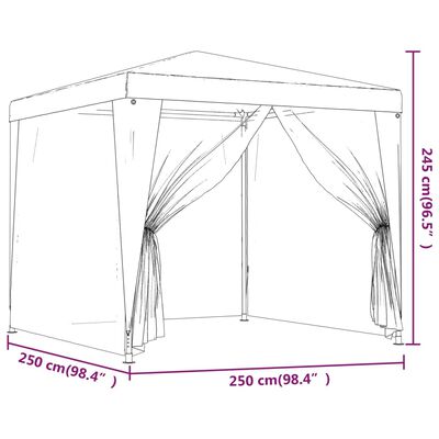 vidaXL Partyzelt mit 4 Mesh-Seitenwänden Anthrazit 2,5x2,5 m HDPE