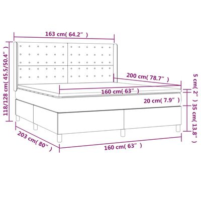 vidaXL Boxspringbett Matratze Cappuccino-Braun 160x200 cm Kunstleder