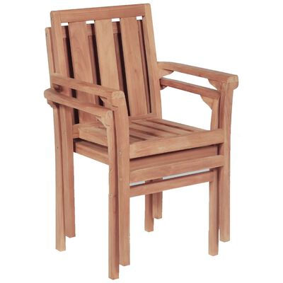 vidaXL Stapelbare Gartenstühle 2 Stk. Massivholz Teak