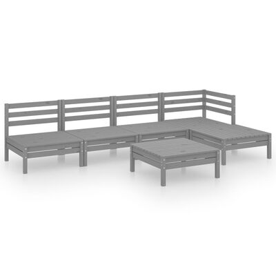 vidaXL 6-tlg. Garten-Lounge-Set Massivholz Kiefer Grau