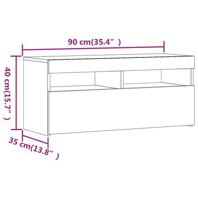 vidaXL TV-Schrank mit LED-Leuchten Grau Sonoma 90x35x40 cm