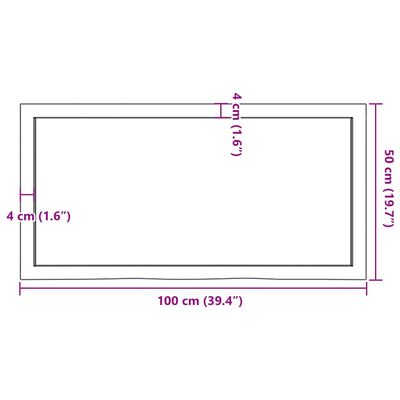 vidaXL Waschtischplatte Dunkelbraun 100x50x(2-4)cm Massivholz