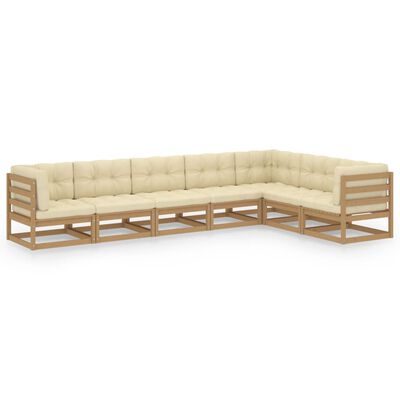 vidaXL 7-tlg Garten-Lounge-Set mit Kissen Honigbraun Massivholz Kiefer