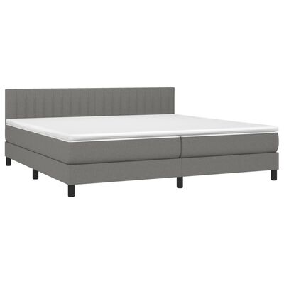 vidaXL Boxspringbett mit Matratze Dunkelgrau 200x200 cm Stoff