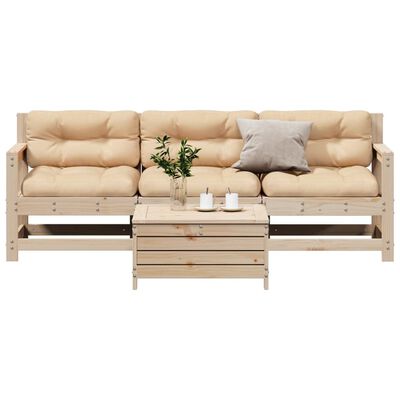 vidaXL 4-tlg. Garten-Lounge-Set mit Kissen Massivholz Kiefer