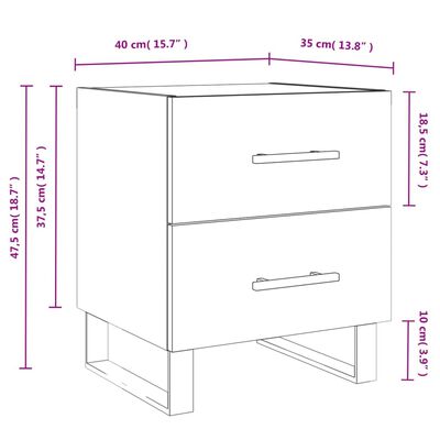 vidaXL Nachttische 2 Stk. Schwarz 40x35x47,5 cm Holzwerkstoff