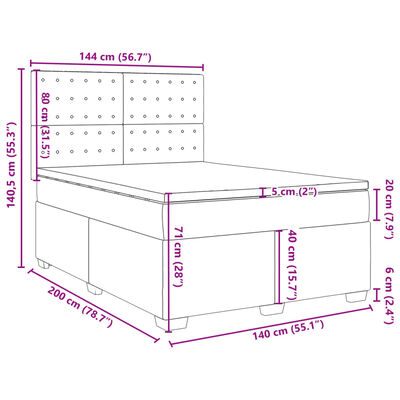 vidaXL Boxspringbett Matratze Cappuccino-Braun 140x200cm Kunstleder