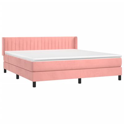 vidaXL Boxspringbett mit Matratze Rosa 160x200 cm Samt