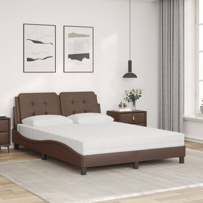 vidaXL Bett mit Matratze Braun 140x200 cm Kunstleder