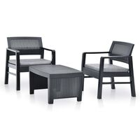 vidaXL 3-tlg. Garten-Lounge-Set Kunststoff Anthrazit