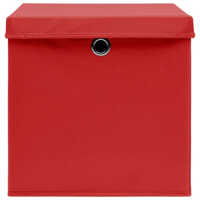 vidaXL Aufbewahrungsboxen mit Deckeln 10 Stk. Rot 32x32x32 cm Stoff