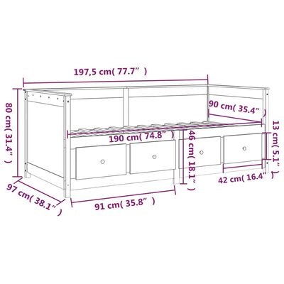 vidaXL Tagesbett ohne Matratze Weiß 90x190 cm Massivholz Kiefer