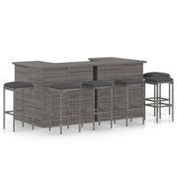 vidaXL 8-tlg. Gartenbar-Set mit Kissen Poly Rattan Grau