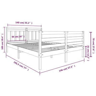 vidaXL Massivholzbett 140x190 cm