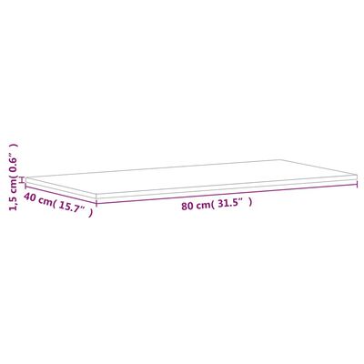 vidaXL Tischplatte 80x40x1,5 cm Rechteckig Massivholz Buche