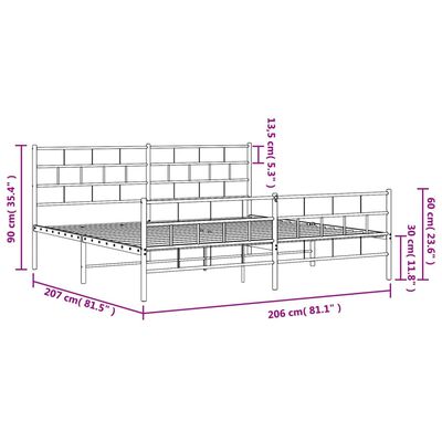 vidaXL Bettgestell mit Kopf- und Fußteil Metall Weiß 200x200 cm